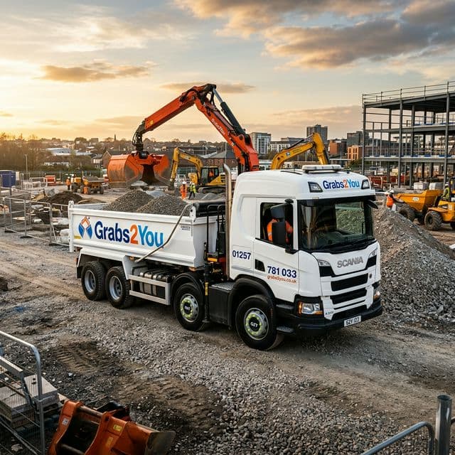 Grab lorry in action